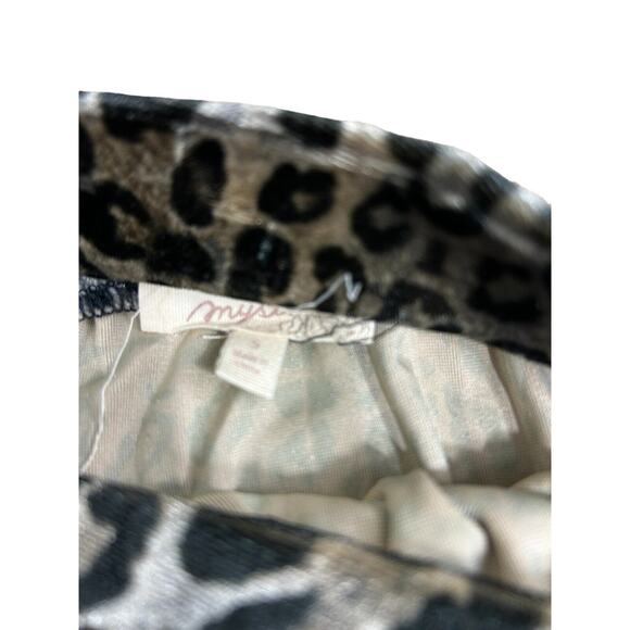 Mystree Animal Print Velour Midi Skirt Sz S Pleated Stretch Elastic Waist - Picture 2 of 4